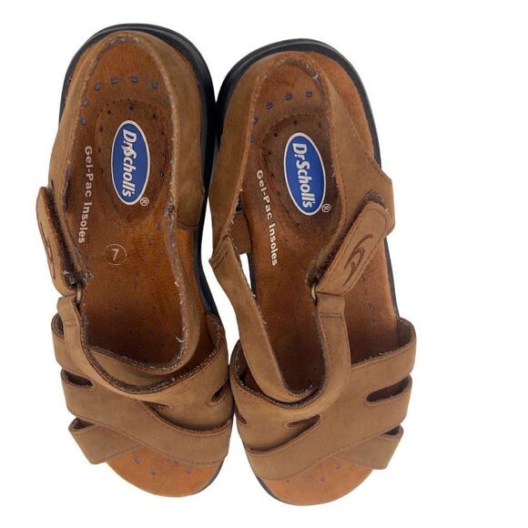 Dr. Scholls Sandals Women's 7 Cline Brown Leather Gel-Pac Insole comfort - Picture 6 of 7